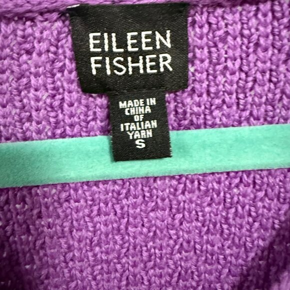 Eileen Fisher Purple Waffle Knit Merino Wool Sweater Size S - Picture 2 of 8